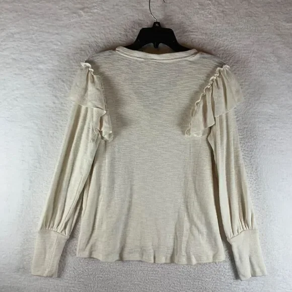 Anthropologie Pilcro Women's Ruffle Front Ivory Pullover Knit Sweater Size Small - Picture 8 of 10